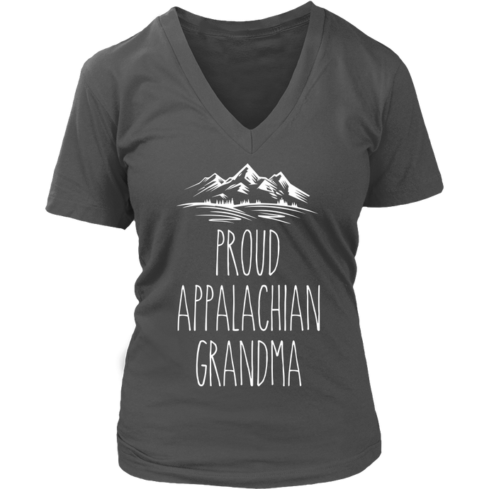 Proud Appalachian Grandma V-neck T-shirt Silver design